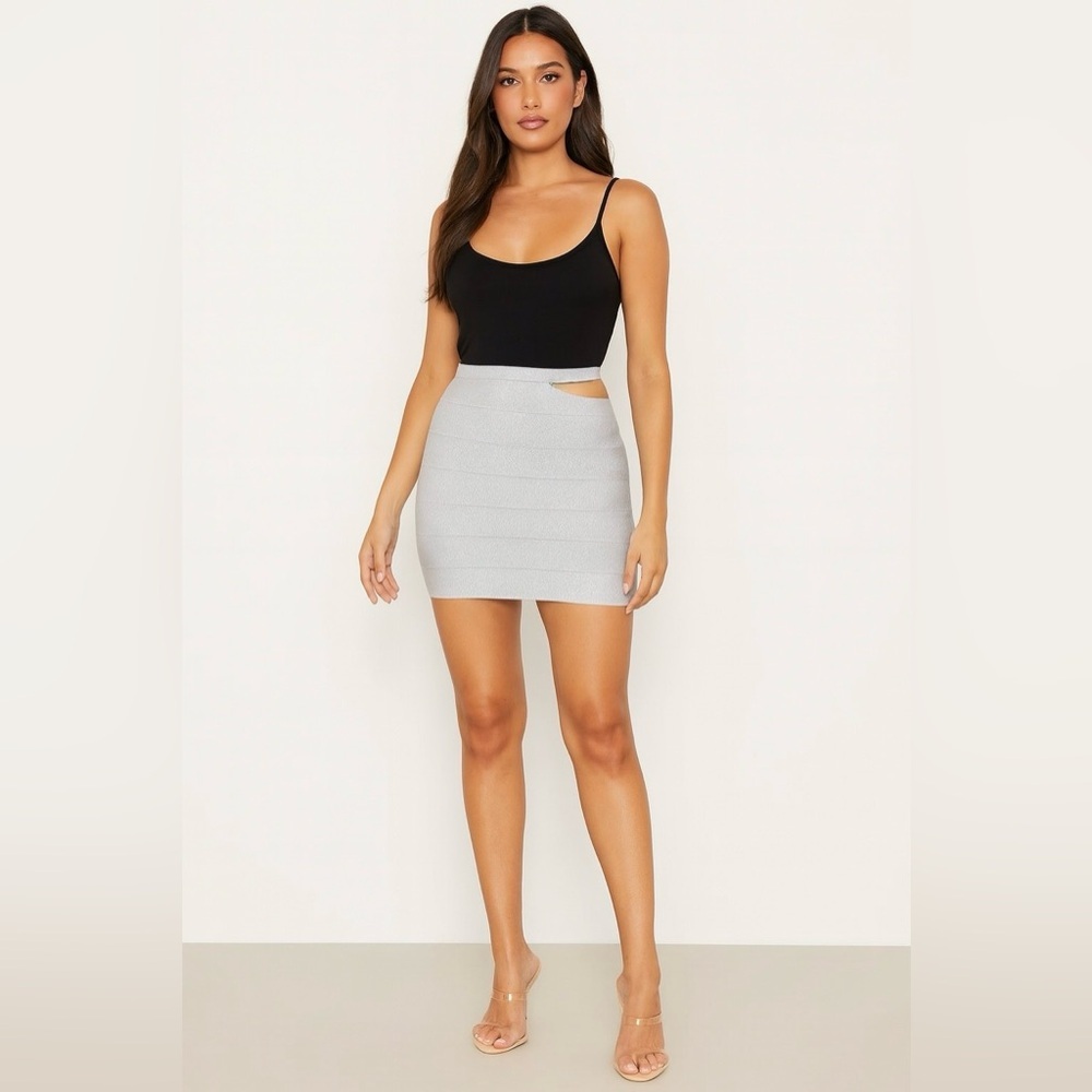 BB Dakota Metallic Bandage Mini Skirt
